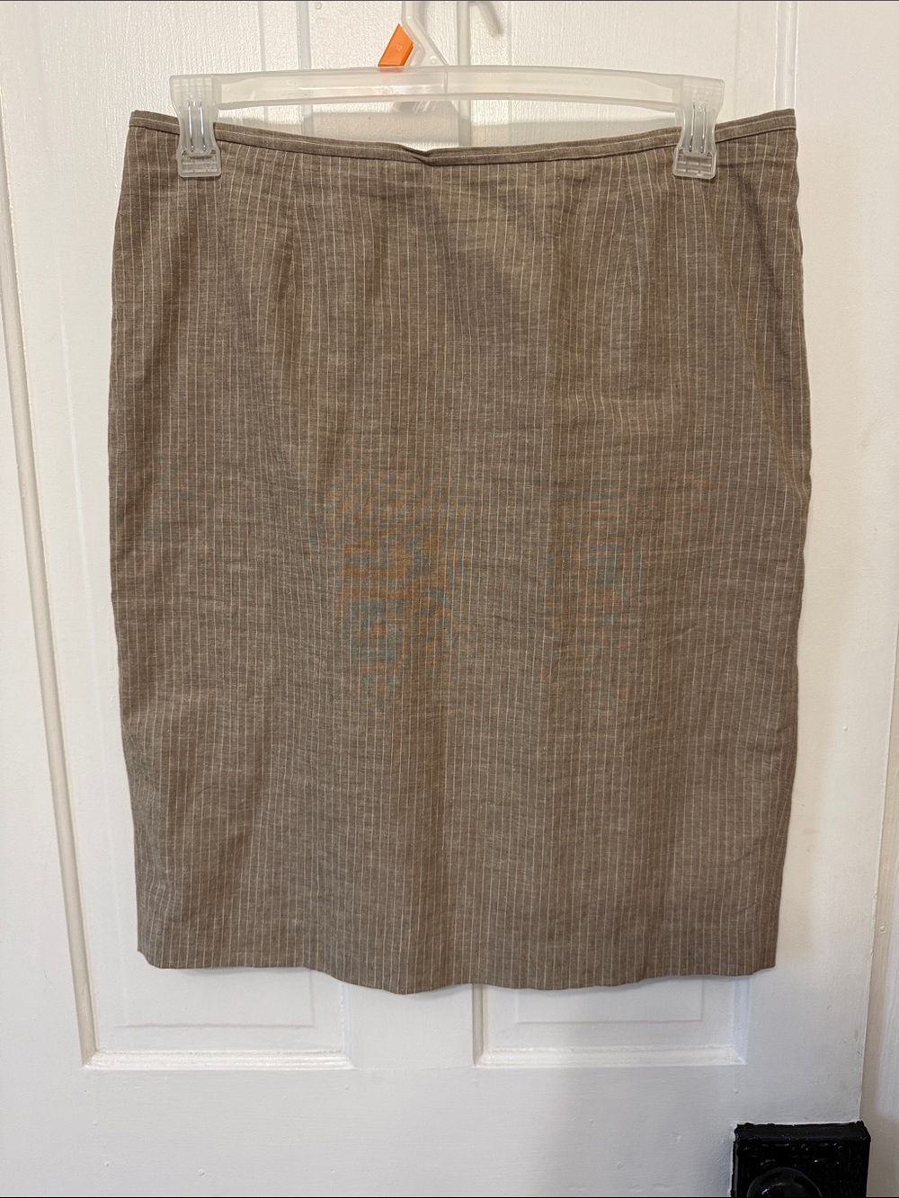 Calvin Klein Tan Pinstripe Pencil Skirt